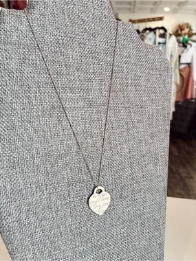 Tiffany & Co. Sterling Silver Heart Pendant Necklace - I Love You Engraved